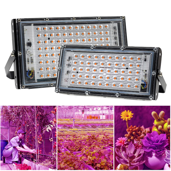 28cm Sling LED Vekstlys, Full Spectrum Vanntett Plantevekstbelysning for Planteskole（50W Europeisk standardplugg，Svart）