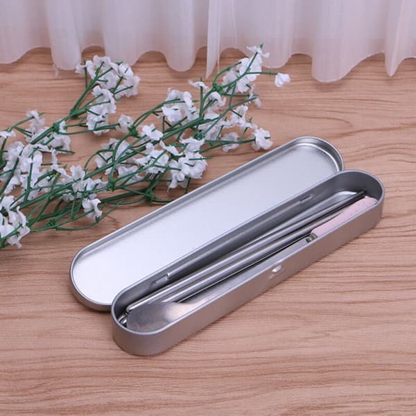 Silver Tin Pen Box Pen Box Stationery Storage Box School Office Use
