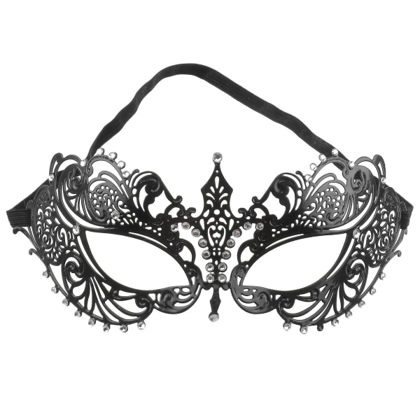 Damer, krystall-rhinestone-dekorasjon, sexy metall venetiansk maskerademaske for Halloween/kostymeball/fest (svart)