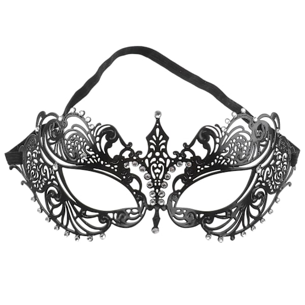 Kvinde Sexy Cut Metal Venetiansk Maske med Krystal Rhinestone Dekoration til Halloween/Kostumebal/Fest (Sort)
