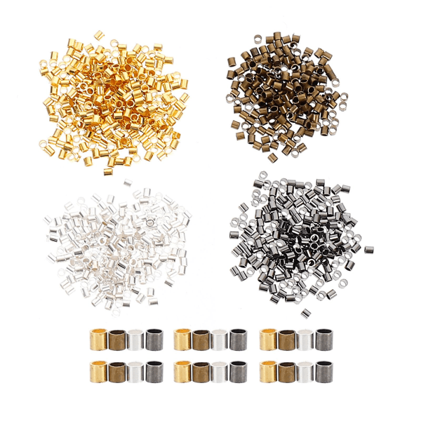 2000 kopparkrymppärlor rörpärlor Gör själv lösa pärlor smyckenstillverkningspärlor (0,15X0,15CM, som visas på bilden)