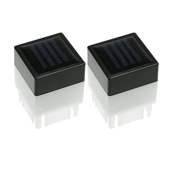 2-pack solcellslampor fyrkantiga utomhusstaketlampor trädgårdslampor gatulampor trappvägglampor (vitt ljus svart) (5x5CM, svart)
