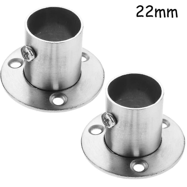 22mm 2-pack runda rörfästen i rostfritt stål, stångflänsset, garderobsstångshållare