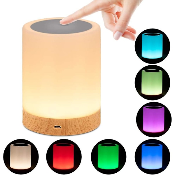 Nattlampa, LED-nattlampa med dimmer USB-sensorladdning 16-färg