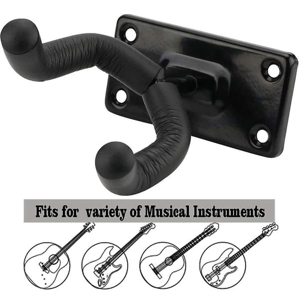 Väggfäste för gitarr [3-pack], halkfri metallgitarrkrok för akustisk, elektronisk, klassisk, bas- eller ukulele-gitarr i vardagsrum/studio/utställningslokal
