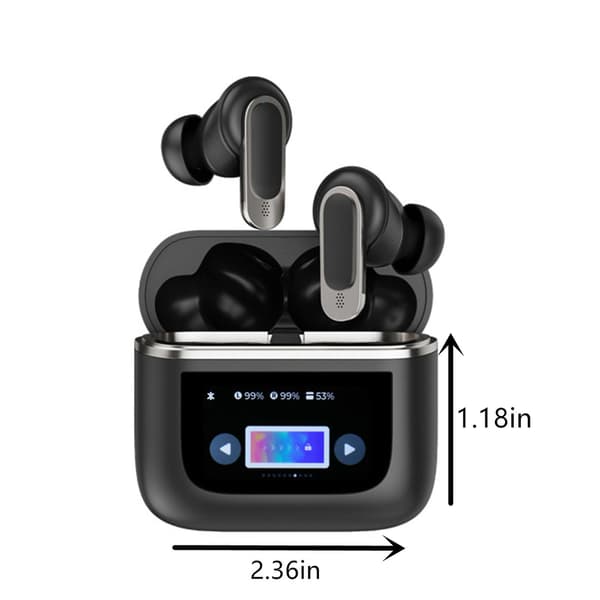 Trådlöst Bluetooth-headset LCD Full Color Smart Display Screen ANC Noise Cancellation（Svart）