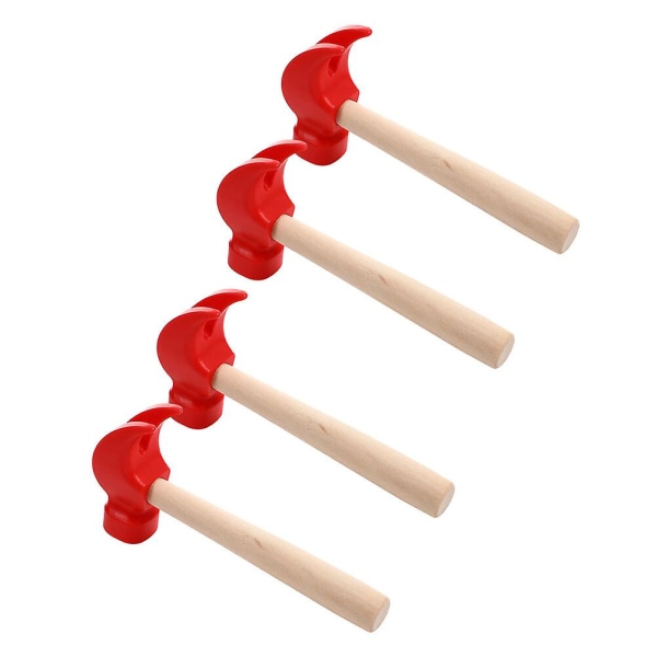 4-paknings hammerleketøy for barn, trehammerleketøy simulering hammerleketøy kognitivt leketøy for barn (16,3X8CM, rød)