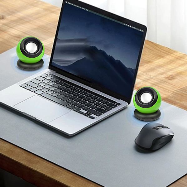Mini och kompakt skrivbord 2.0 USB bärbar dator skrivbord liten högtalare Neutrals Magics Ball ljudsystem（Grön）