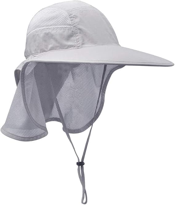 Unisex UV-skyddande solhatt med nackskydd (ljusgrå)