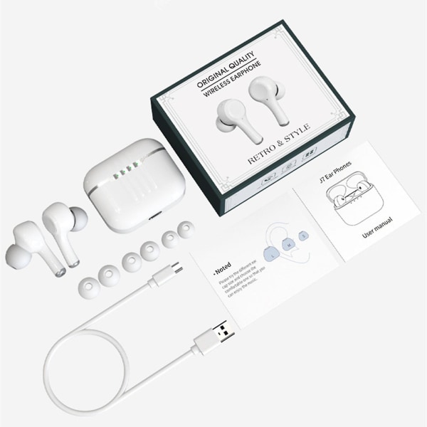 J7 Bluetooth-headset trådlöst in-ear ANC/ENC dubbla mikrofon brusreducerande Bluetooth-headset privat modell (vit)