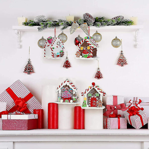 Jul Pepparkakshus Prydnad Miniatyr Julgodis Hus Pepparkaka Dekor Pepparkaka C