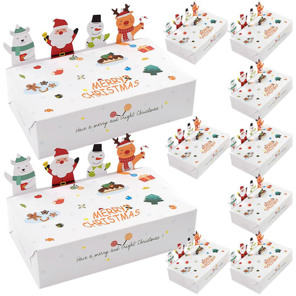 10 Pack Christmas Gift Box Christmas Cookie Box Holiday Party Paper Candy Box (15X9X8CM, kuten kuvassa)