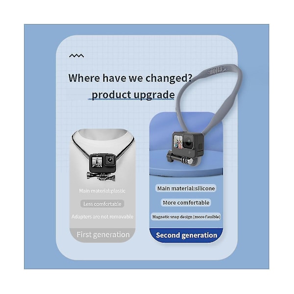 Magnetisk silikone nakkeholder til / / Hero 11 10 9 8 7 6 5 actionkamera tilbehør（Som vist）