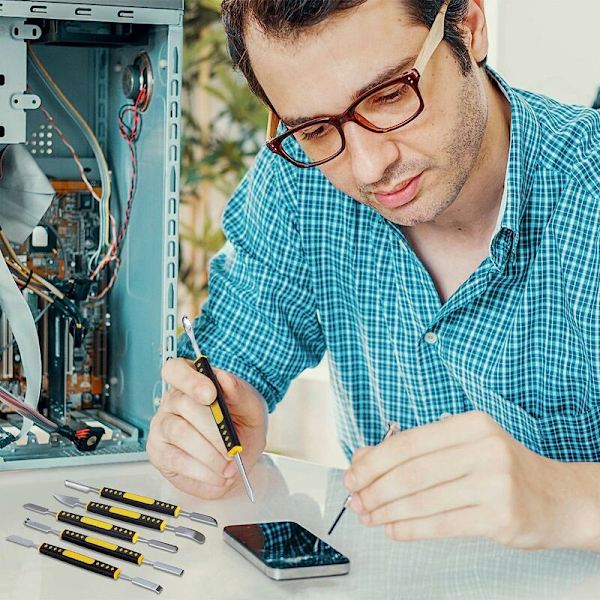 6-pack verktygssats för elektronikreparation, dubbeländad metallspudger, demonteringsverktyg för iPad, surfplattor, datorer och telefoner