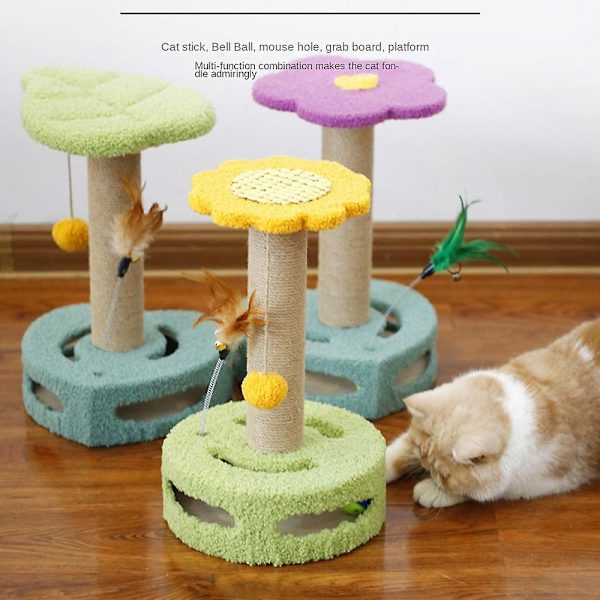 Katt leksaker, klösträd och hoppmattor Mjuk och bekväm dubbelskiktsdesign främjar motion och lek Stimulerar kattens natur (leksaksblommor)