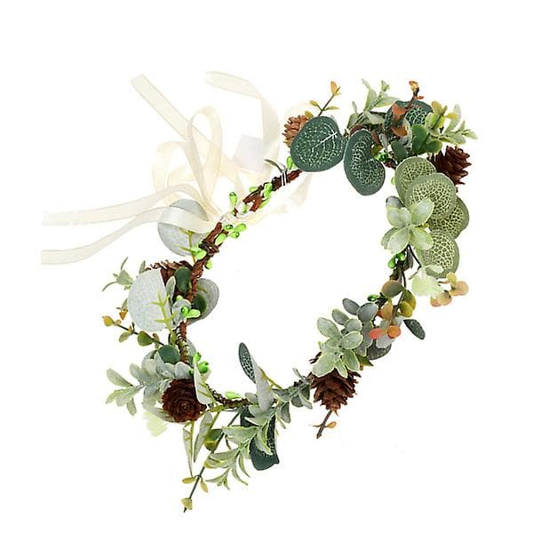 1 st Brudkrona av tallkottar Bröllop Blomster Hårband Bröllopskrans (M, som bilden visar)