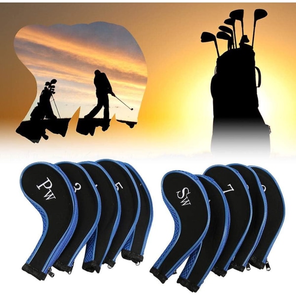 (tummansiniset golfin rautapäälliset, 10 vedenpitävää neopreenistä golfmailan päänsuojusta Set suojakuoret Golftarvikkeet