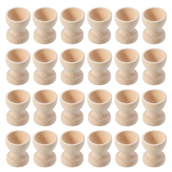 24 deler påskeeggholder i tre DIY eggebrett koppformet eggholder (3.50X2.50X2.50CM, som vist på bildet)