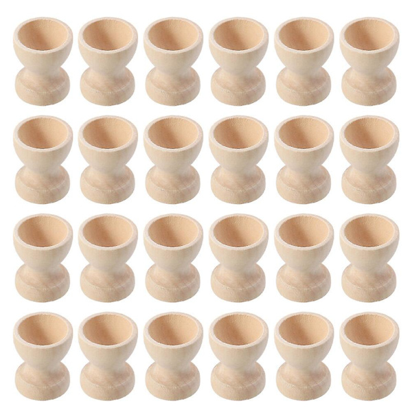 24 st träpåskägghållare DIY äggbricka koppformad äggkopp (3,50X2,50X2,50CM, som visas på bilden)