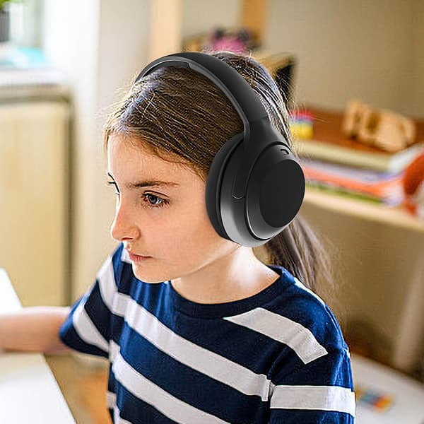 Trådlöst headset hopfällbart headset hörlurar hörlurar pluggbart kort universellt（svart）