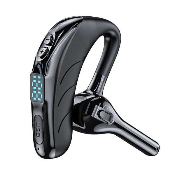 Single Ear-headset med mikrofon Bluetooth 5.2-hörlurar LED-skärm Trådlösa handsfree-hörlurar (svart)