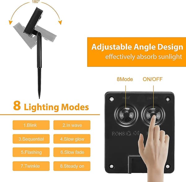 Solcellslingor för utomhusbruk, [2-pack] 22 m 200 LED-solcellslingor