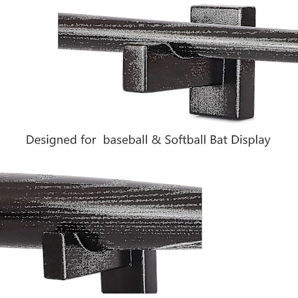 Basebollträ displayfodral, väggmonterad solid handgjord horisontell rack