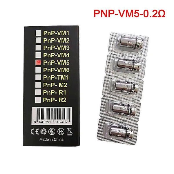 5 stk./æske Voopoo Pnp Coil Vm1/vm3/vm5/r1/m2 forstøvning Udskiftningskerne（A）