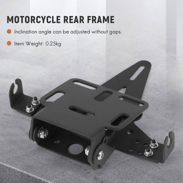 Motorcykel Justerbar Vinkel Registreringsskylt Ram Hållare Fäste För Yamaha Yzf R1 R3 R6 R15 R（svart）