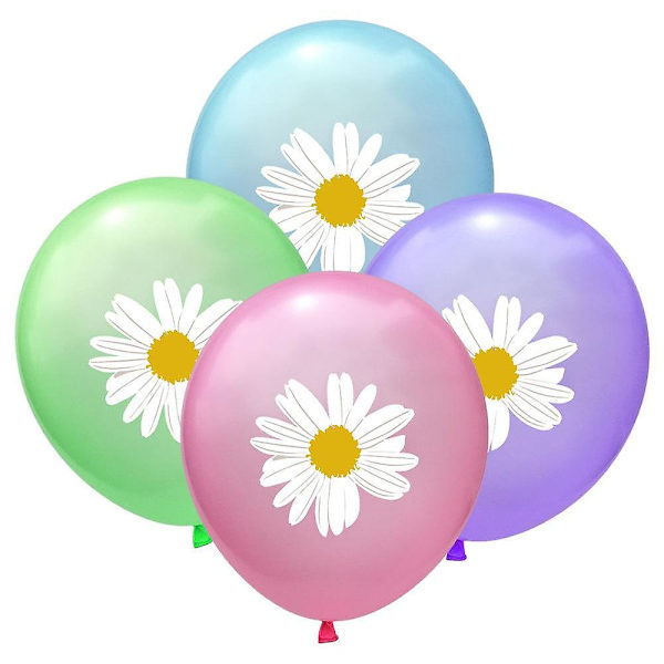 Bedårande Daisy-ballonger, färgglada latexballonger för fester med 12 tum runda, livfulla färgglada ballonger för alla firanden eller evenemang (Blå (2 st))