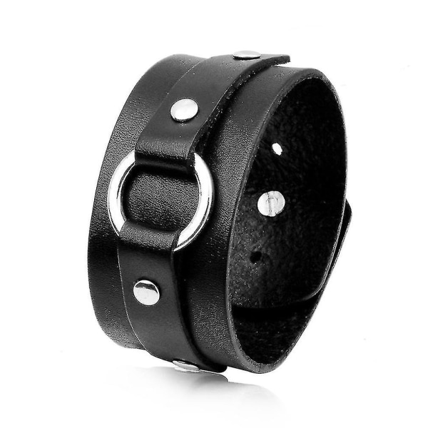 Bredt brunt retro skinn punk armbånd fritidsstil