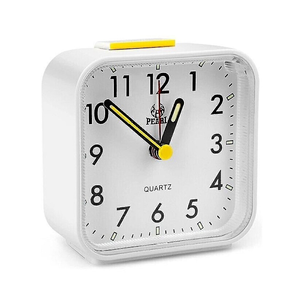 Stort display analogt lydløst vækkeur natlys sengebord snooze let at indstille（SORT）