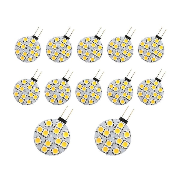 12 st G4 LED-lampor med sidopinsbas, rund G4 5050 12smd LED RV-ljus hemljus, varmvit (silver)