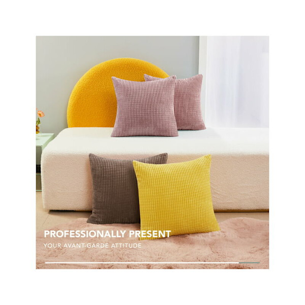 Randig fluffig örngott med majsmönster, manchesterkuddfodral för soffa, 20\" x 20\", korallrosa, 2-pack
