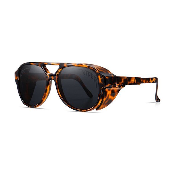 Punk Polariserande Solglasögon för Män, Utomhus Sportglasögon med UV400-skydd för Skidåkning, Ridning och Mer（14,9x5,2x13,3cm，Leopardmönster）