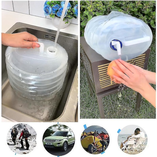 Pe hopfällbar vattenbehållare, bärbar vattentank med kran. Mått: 15 liter  cea3 | Fyndiq