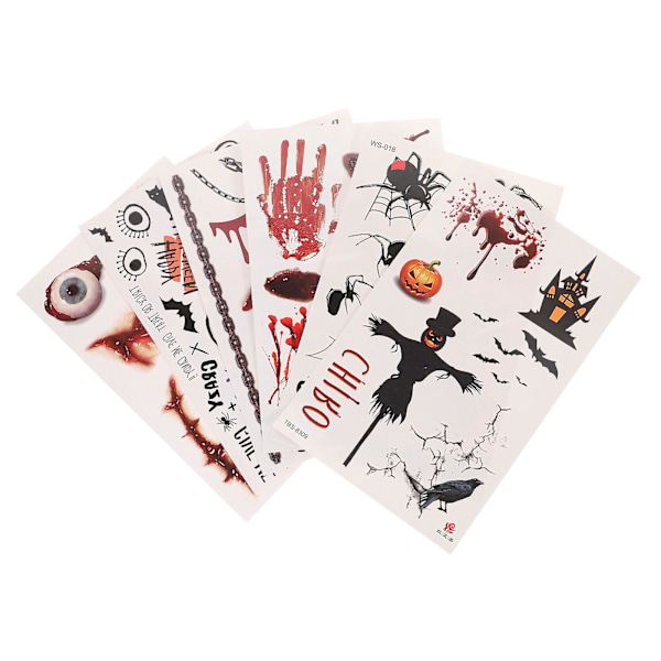 Halloween Ansigts Tatovering Stickers Halloween Midlertidige Tatovering Stickers (19X12 cm, Sort)