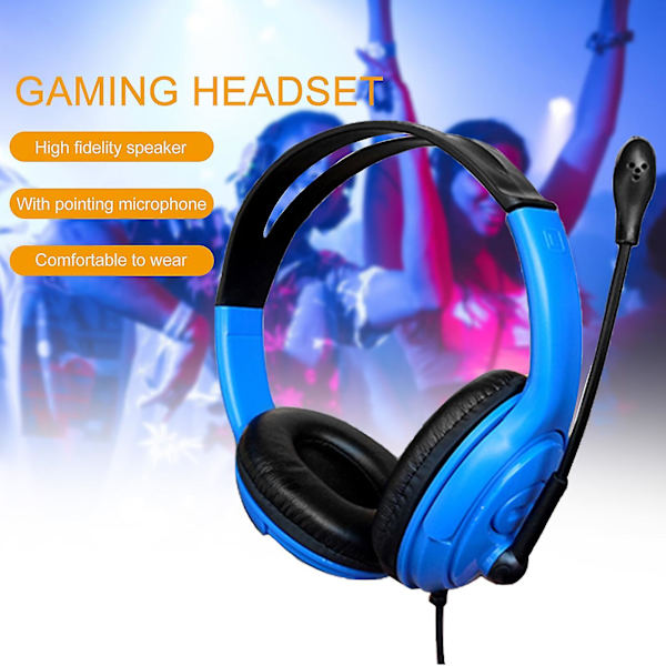 3,5 mm Universal kablet hovedtelefon Hovedmonteret Gaming Headset med høj klarhed mikrofon til computer（Blå）