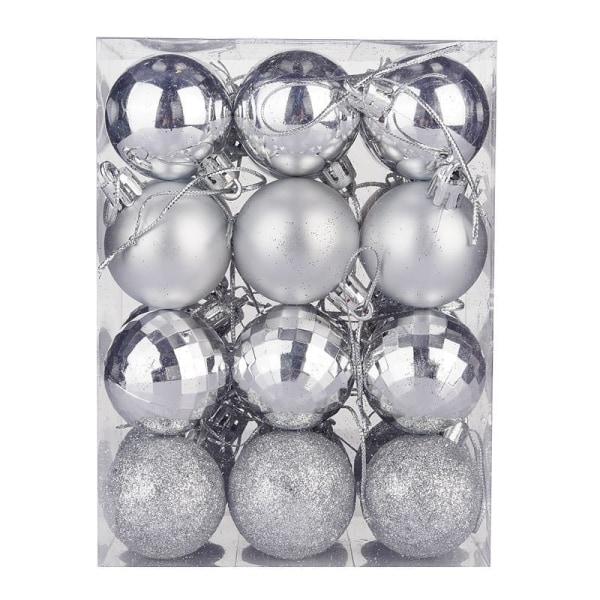 Julgranskulor – Galvaniserade färgglada kulor – Spegelkulor, Juldekoration (Silver – 24 st)
