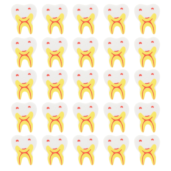 50-pakk søte tannformede viskelær Tannklinikkgaver Morsomme skrivesaker til barn (3X2,5X1CM, som vist på bildet)