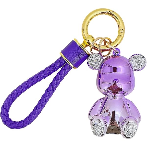 Nøglering Bjørn Kawaii Lanyard Bling Bil Tilbehør Til Kvinder Piger Mænd Gaver Sød Wristlet Tegnebog Rygsæk Nøglering Charms