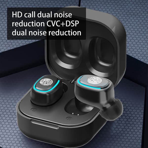 5.0 Bluetooth Mini Trådlöst Bluetooth-headset, Binaural HD-samtal, Låg strömförbrukning, Intelligent brusreducering, Strömindikator（Svart）