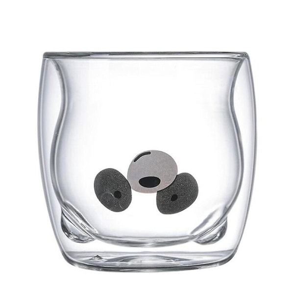 260ml söt djur dubbelväggig isolerad glas kaffekopp tekopp handtag（Panda stil，Flerfärgad）