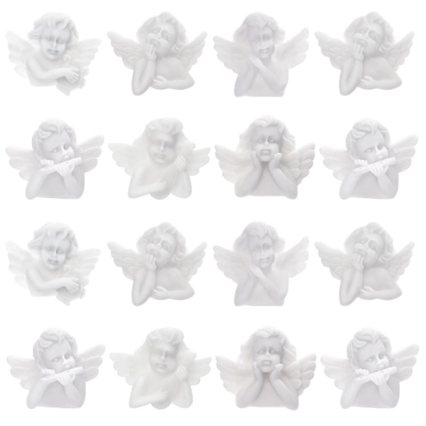 30 stykker englestatuer i miniatyrharpiks Gjør-det-selv-mobildekseldekorasjoner miniengledekorasjoner (blandet) (3.10X2.60X2.00CM, hvit)