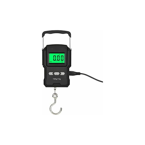 LCD Elektronisk Vägnings Digital Vågskala 75KG 10G Hängande Bagagevåg Fiskevåg med Måttband (Färg: Svart) zhengqiang (Färg: Svart)