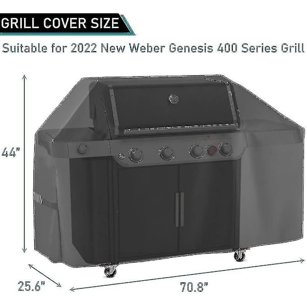 Grillöverdrag för nya 2022 Weber Genesis 400-serien 4-brännare gasgrill utomhus vattentät, 7758 passar för Genesis E-425s E-435 Epx-435 S-435 Spx-435 Sx-43