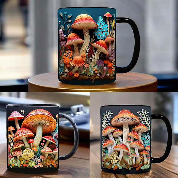 2024 NY Magiske Svampe Krus Keramisk Kaffe Krus Te Kop med 3D Magiske Svampe Krus