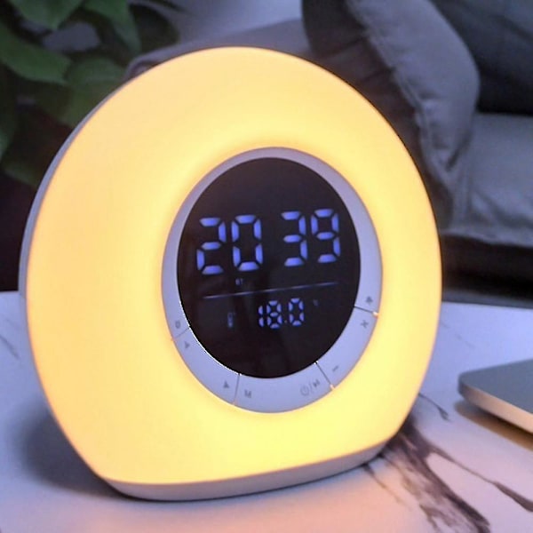 Nattlampa Bluetooth-högtalare Bluetooth 5.0 Högtalarklocka Alarmklocka Led Audio Rgb Atmosfär Ljus