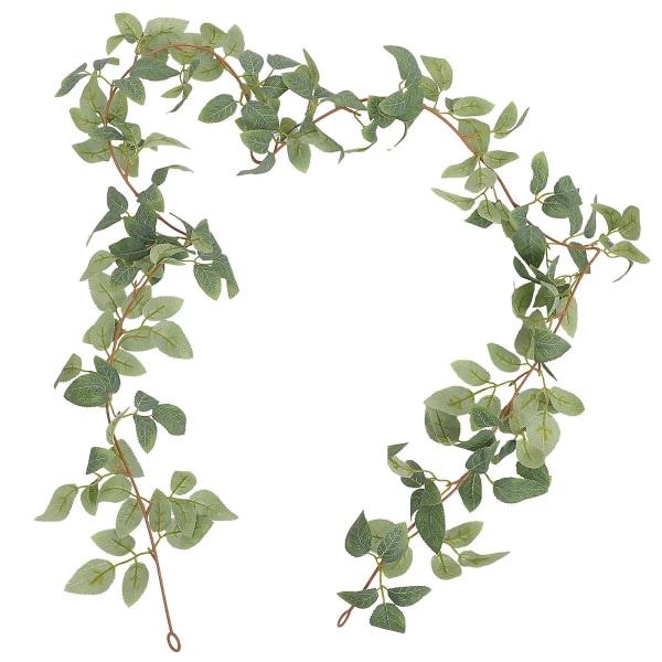 Kunstig roseblad vinranke falsk blad vintreet blomsterkrans grønne kunstige blader til bryllupsfest (175X13cm, grønn)