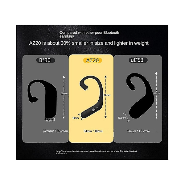 Az20 Bluetooth 5.3 langattomat Earhook-kuulokkeet Hifi High Fidelity -kuulokkeet ulkopeleihin Urheilu H（musta）
